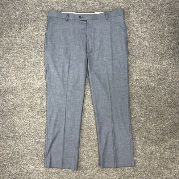 Daniel Cremieux Pants Mens 40 Shark Blue Straight Leg Stretch Flat Front Dress - Picture 2 of 11